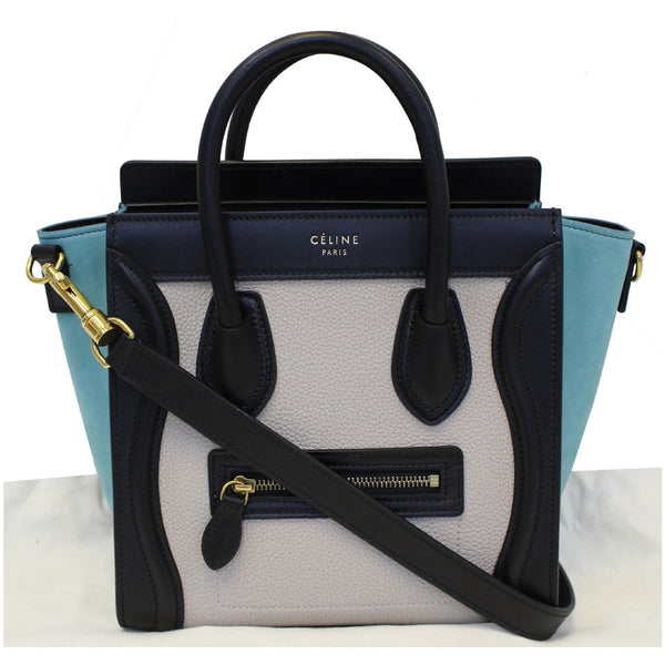 CELINE Nano Luggage Calfskin Leather and Suede Crossbody Bag Tricolor-US