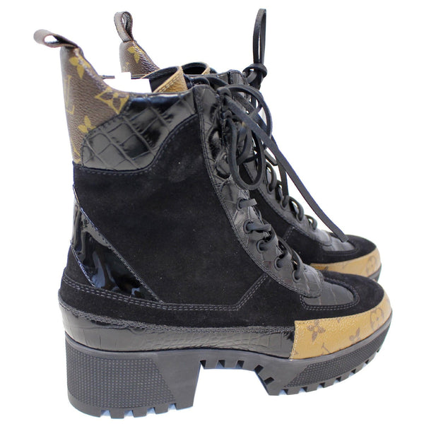 LOUIS VUITTON Laureate Monogram Suede Calfskin Platform Desert Boots-US