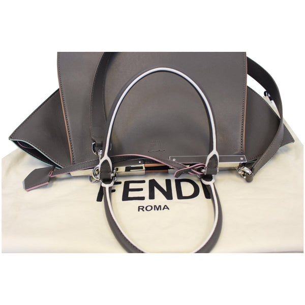 Fendi Petite 3Jours Calfskin Leather Tote Bag Dark Grey full view