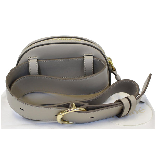Chloe Embroidered Little Horses Leather Belt Bum Bag Grey front view