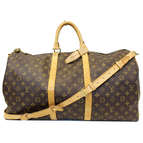 LOUIS VUITTON Keepall Bandouliere 55 Monogram Canvas Travel Bag Brown-US
