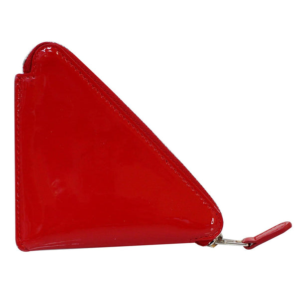 BALENCIAGA Triangle Patent Leather Coin Purse Red