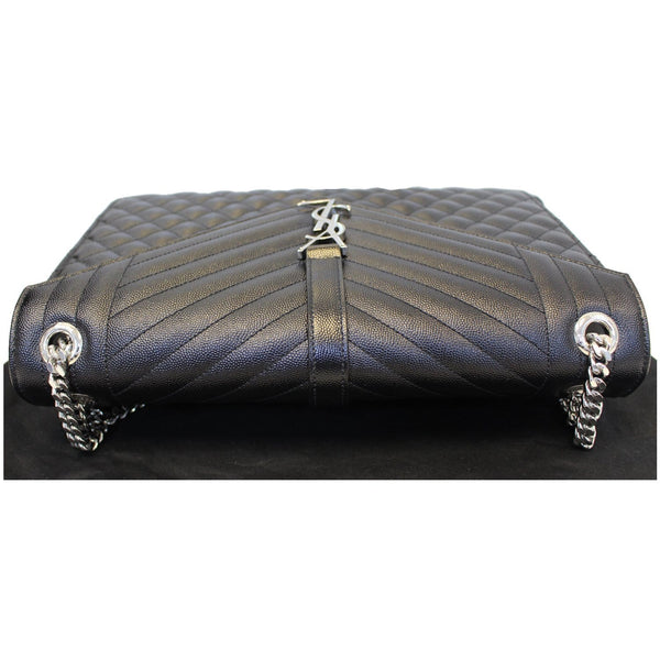 YVES SAINT LAURENT Envelope Large Matelasse Embossed Leather Shoulder Bag Black