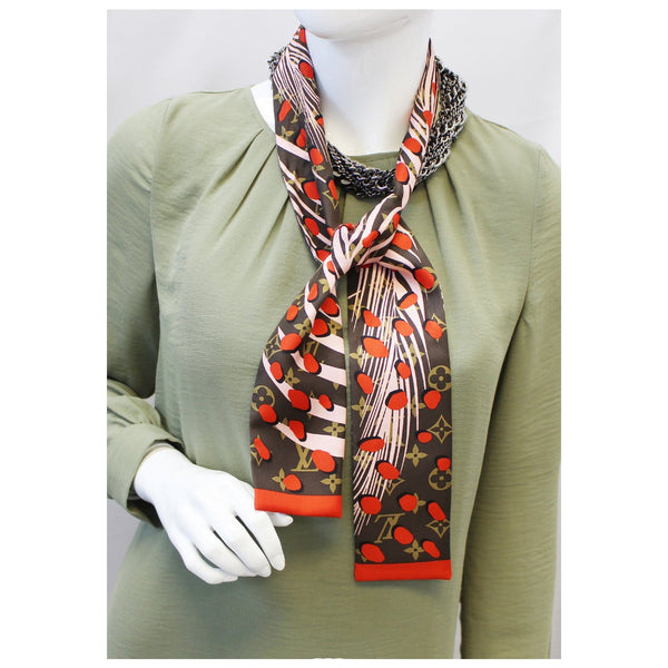 Louis Vuitton Jungle Print Pink and Red Silk Bandeau Scarf-US