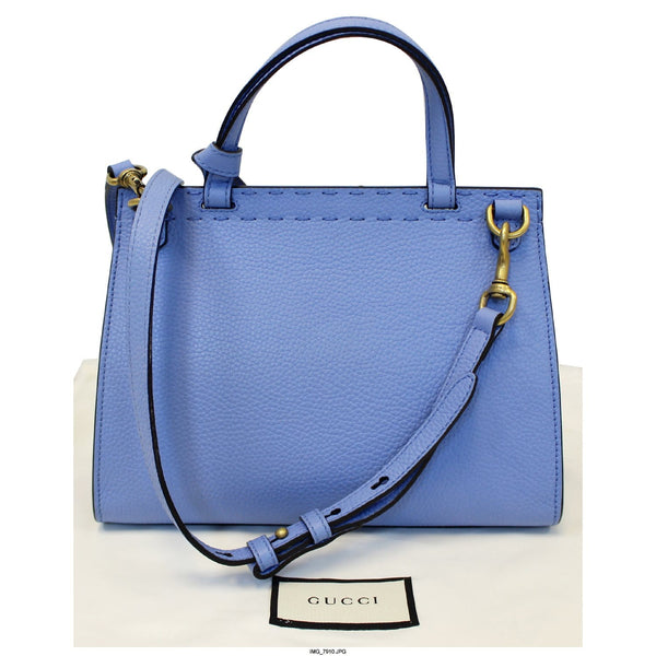 GUCCI GG Marmont Leather Top Handle Shoulder Bag Blue 442622-US