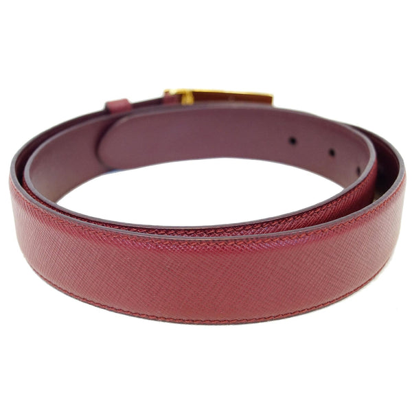 Prada Saffiano Leather Logo Belt in Red exterior