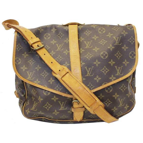 LOUIS VUITTON Saumur 35 Monogram Canvas Shoulder Bag Brown