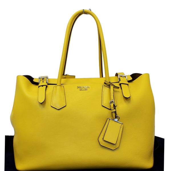 Prada Tote Bag Calfskin Buckle Tote Bag Yellow City - Whole Bag