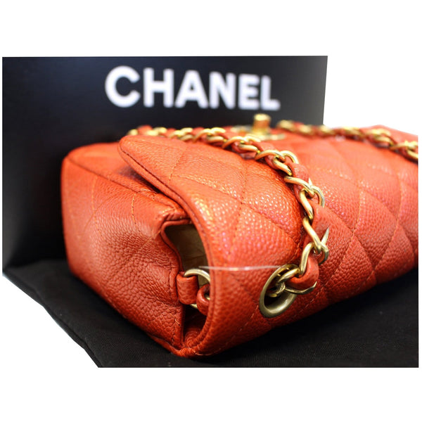 CHANEL Pearl Red Caviar Leather Mini Rectangular Flap Bag-US