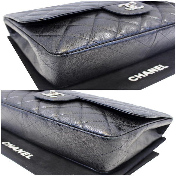 CHANEL Jumbo Classic Single Flap Caviar Leather Shoulder Bag Black-US