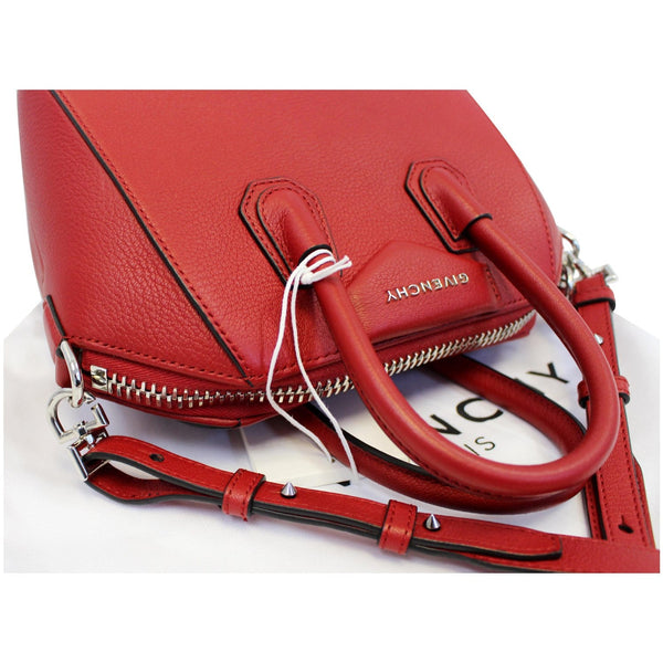 GIVENCHY Mini Antigona Goatskin Leather Shoulder Bag Red