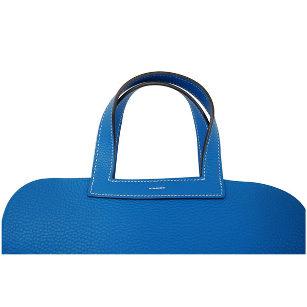 HERMES Halzan 31cm Clemence Leather Crossbody Bag Blue