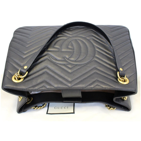 GUCCI GG Marmont Metelasse Medium Quilted Leather Shoulder Bag 453569 Black-US