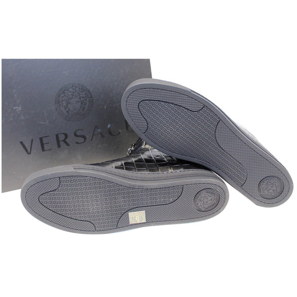 Versace Black Leather Medusa High Top Sneakers-US