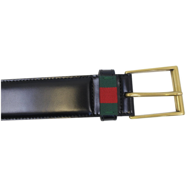GUCCI Web Leather Belt Black 495125 Size 36-US