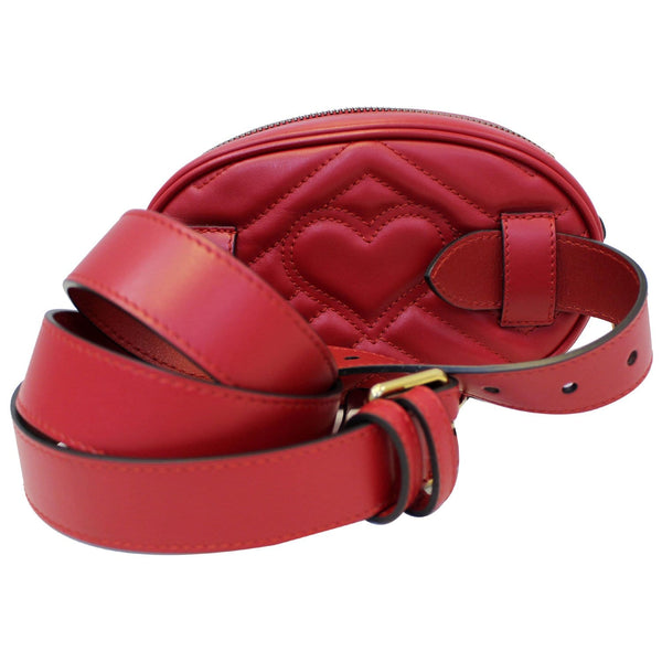 GUCCI GG Marmont Matelasse Leather Belt Bag 476434 Red