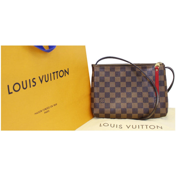 LOUIS VUITTON Twice Pochette Damier Ebene Crossbody Bag Brown