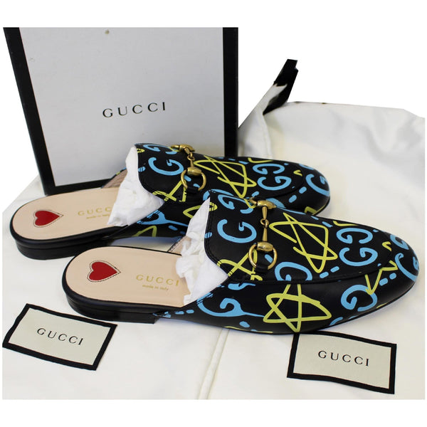 GUCCI Princetown Gucci Ghost Print Flats Black US 7-US
