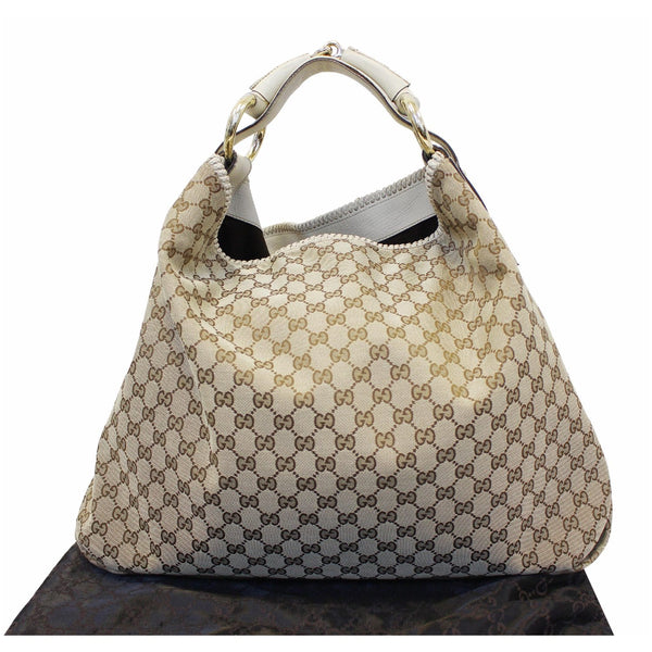 GUCCI Horsebit GG Canvas Large Hobo Bag Beige/White 114900