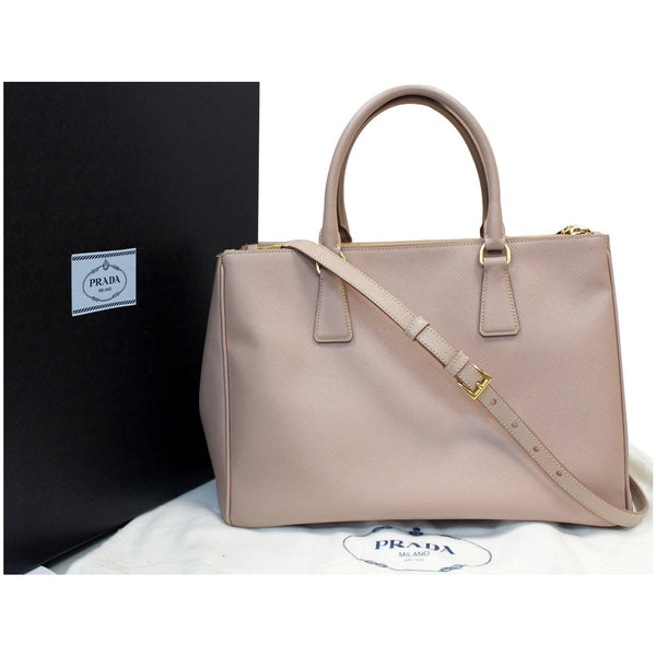 PRADA Lux Large Saffiano Leather Tote Shoulder Bag Light Pink