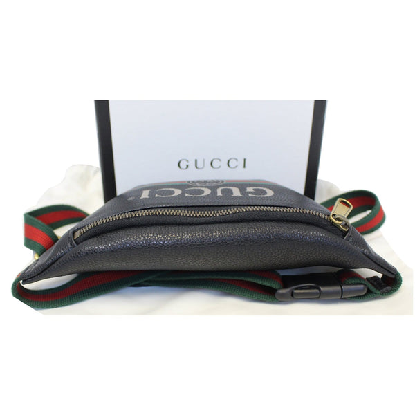 GUCCI Print Leather Black Belt Waist Bum Bag Small 527792-US