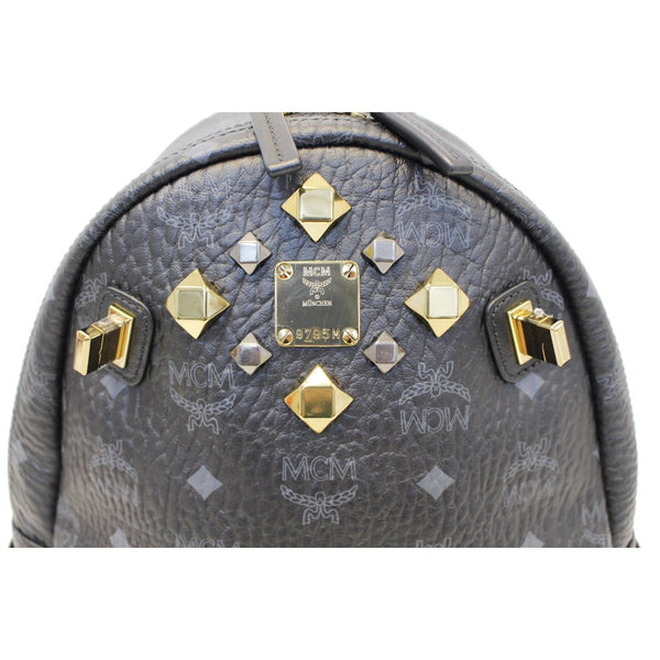 MCM Stark Visetos Backpack Bag Black - top view