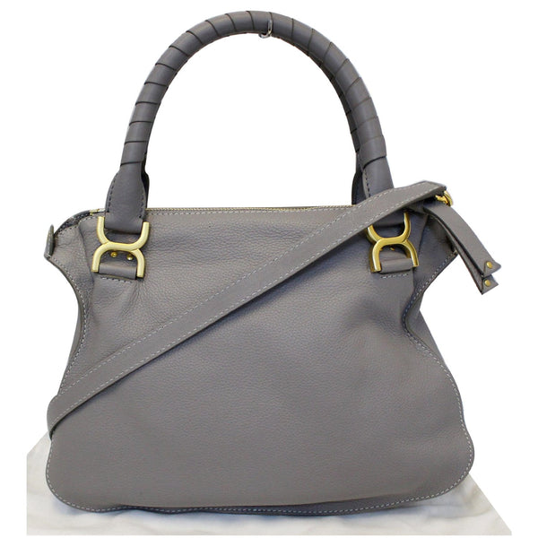 CHLOE Medium Marcie Pebbled Leather Satchel Shoulder Bag Grey-US