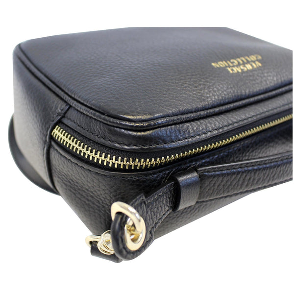 VERSACE Collection Pebbled Leather Camera Crossbody Bag Black-US