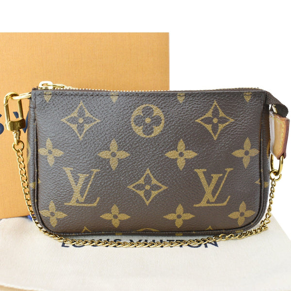 LOUIS VUITTON Mini Pochette Monogram Canvas Accessoires Pouch Brown