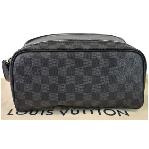 LOUIS VUITTON Dopp Kit Damier Graphite Toilet Pouch Black