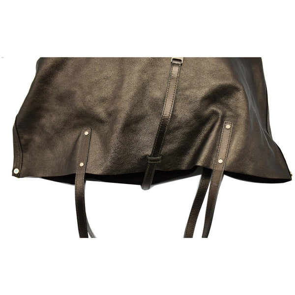 Tiffany & Co. Metallic Reversible Leather Tote Bag Bronze