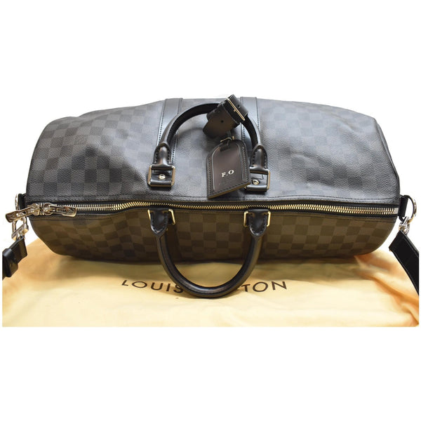 LOUIS VUITTON Keepall 45 Damier Graphite Bandouliere Travel Bag Black