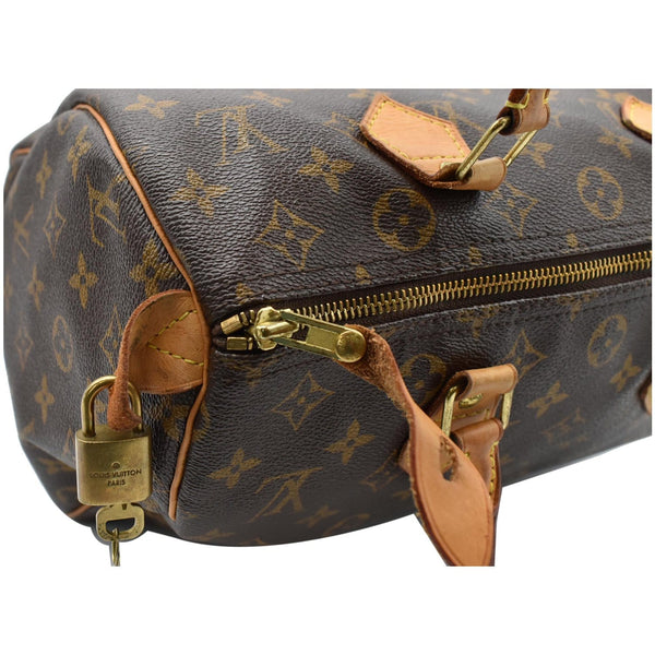 LOUIS VUITTON Speedy 30 Monogram Canvas Satchel Bag Brown
