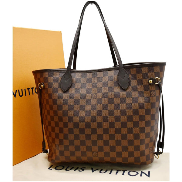 LOUIS VUITTON Neverfull MM Damier Ebene Tote Bag Brown