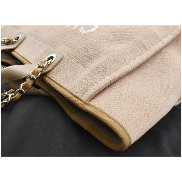 CHANEL Deauville Large Canvas Tote Bag Beige