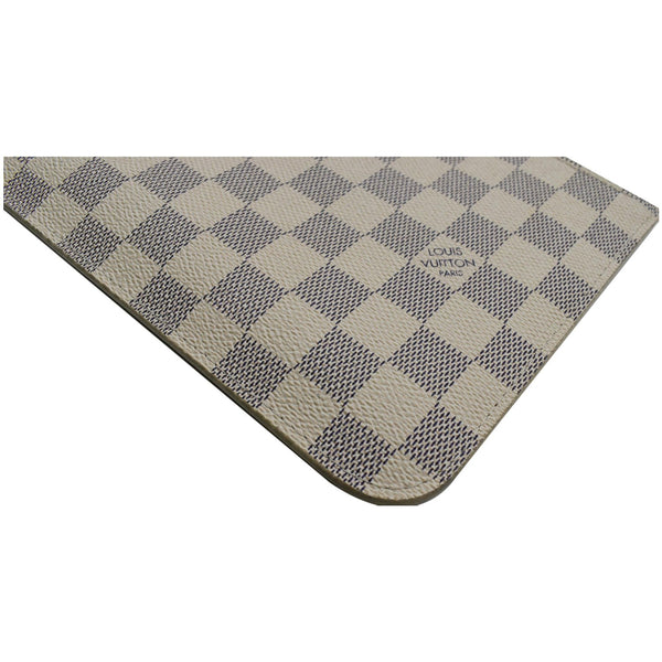 LOUIS VUITTON Neverfull MM Damier Azur Pochette Wristlet Pouch Rose Ballerine