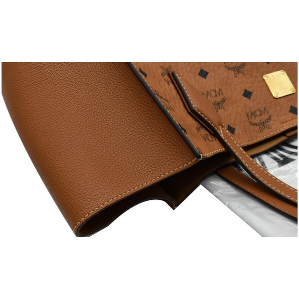 MCM Large Luisa Visetos Monogram Print Shopper Tote Bag Cognac