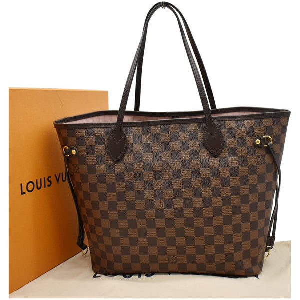 LOUIS VUITTON Neverfull MM Damier Ebene Tote Bag Brown