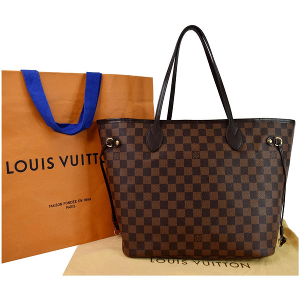 LOUIS VUITTON Neverfull MM Damier Ebene Shoulder Bag Brown