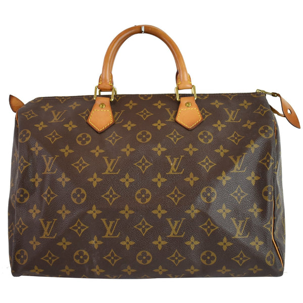 LOUIS VUITTON Speedy 35 Monogram Canvas Satchel Handbag Brown