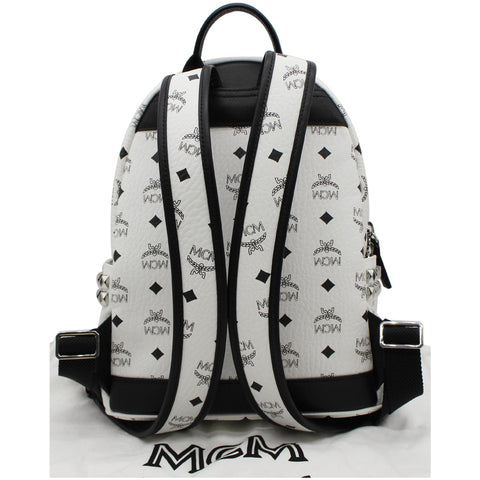 MCM Stark Visetos Coated Canvas Backpack Bag White