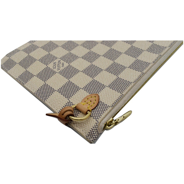 LOUIS VUITTON Neverfull MM Damier Azur Pochette Wristlet Pouch White