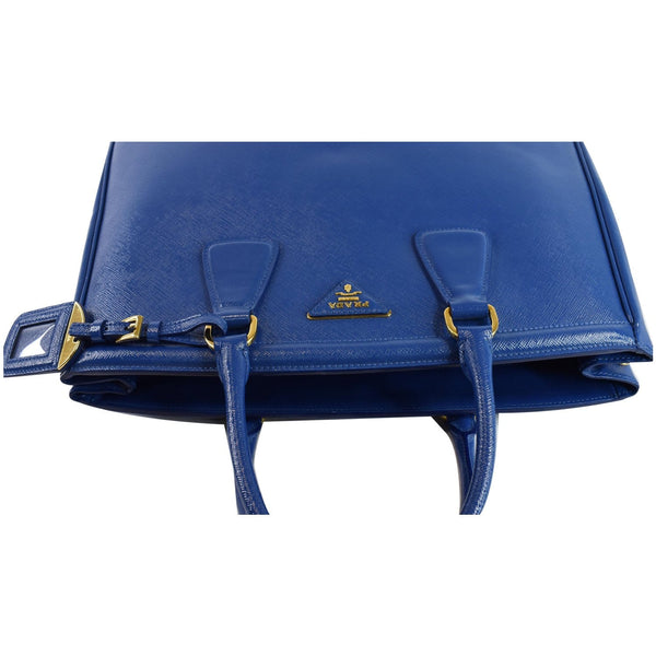 PRADA Parabole Saffiano Lux Leather Shopping Tote Blue