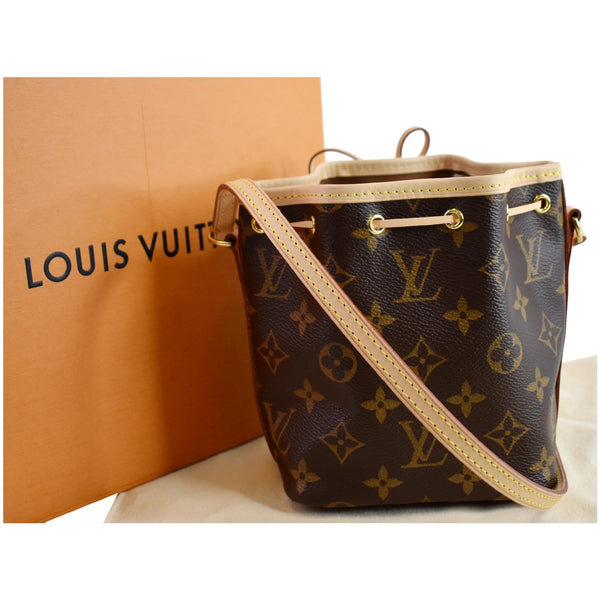LOUIS VUITTON Nano Noe Monogram Canvas Crossbody Bag Brown