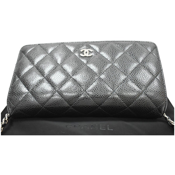 CHANEL Wallet on Chain Caviar Leather Crossbody Bag Black