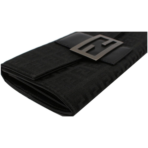FENDI Zucchino Monogram Canvas Long Bi-Fold Wallet Black
