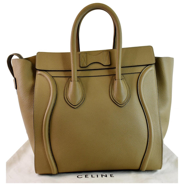 CELINE Drummed Calfskin Leather Mini Luggage Tote Bag Dune