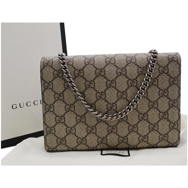 Gucci Dionysus GG Supreme Crossbody Chain Wallet Beige