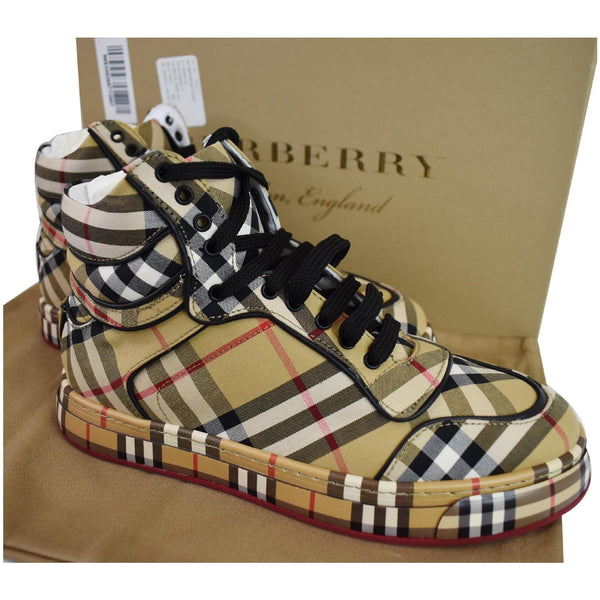 BURBERRY Vintage Check Cotton High-Top Sneakers US 7.5