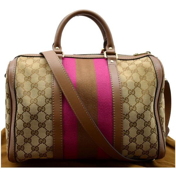 GUCCI Vintage Web GG Canvas Boston Bag Beige 247205